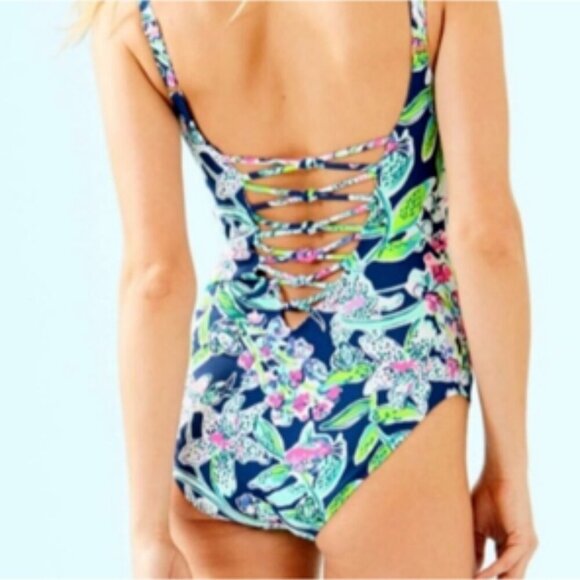 Lilly Pulitzer Isle Lattice One Piece Swimsuit Sway This Way Size 6 - Picture 3 of 9